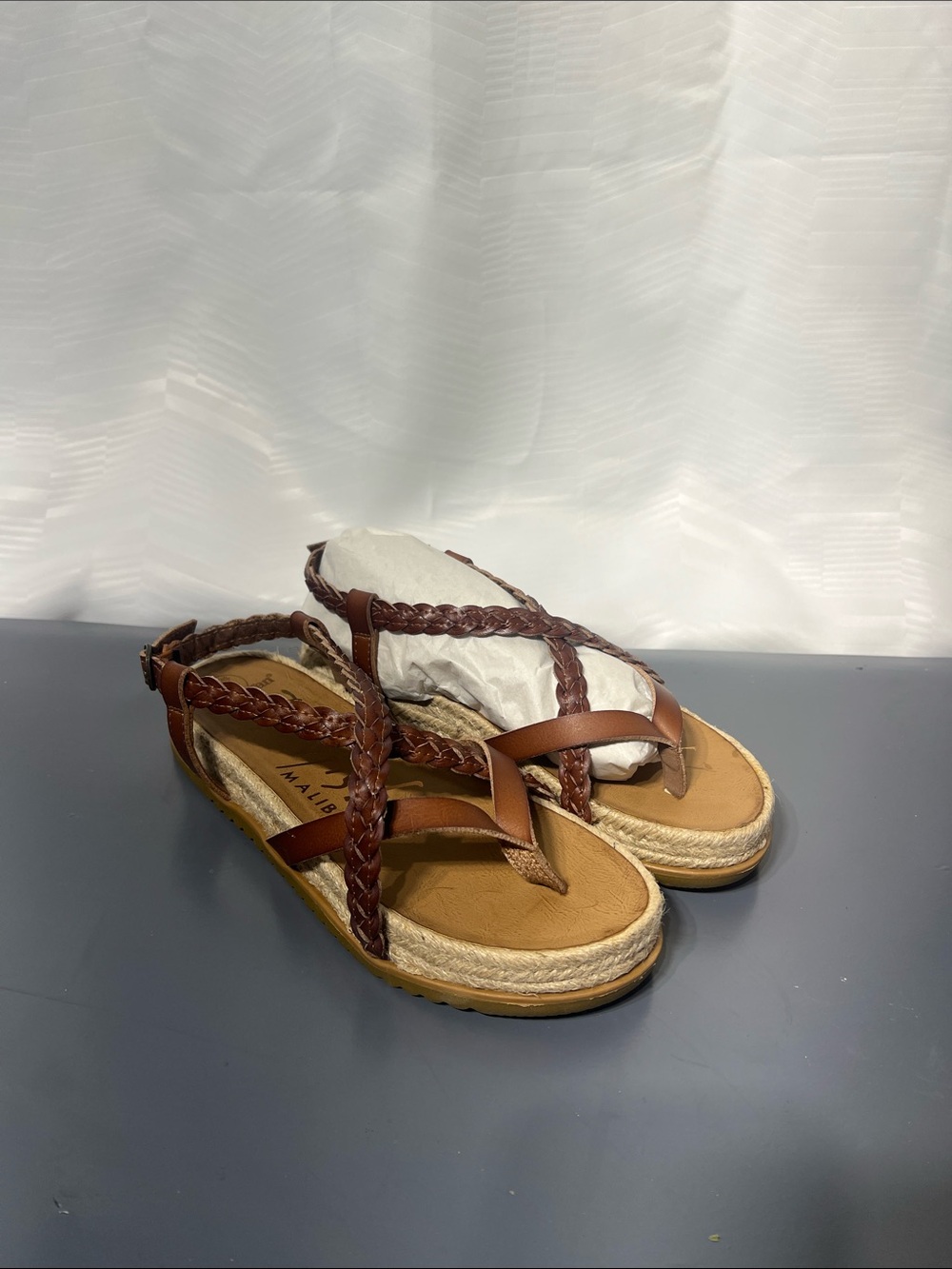 Blowfish Malibu - Braided Brown Leather Toe-Ring Sandals - 7 1/2